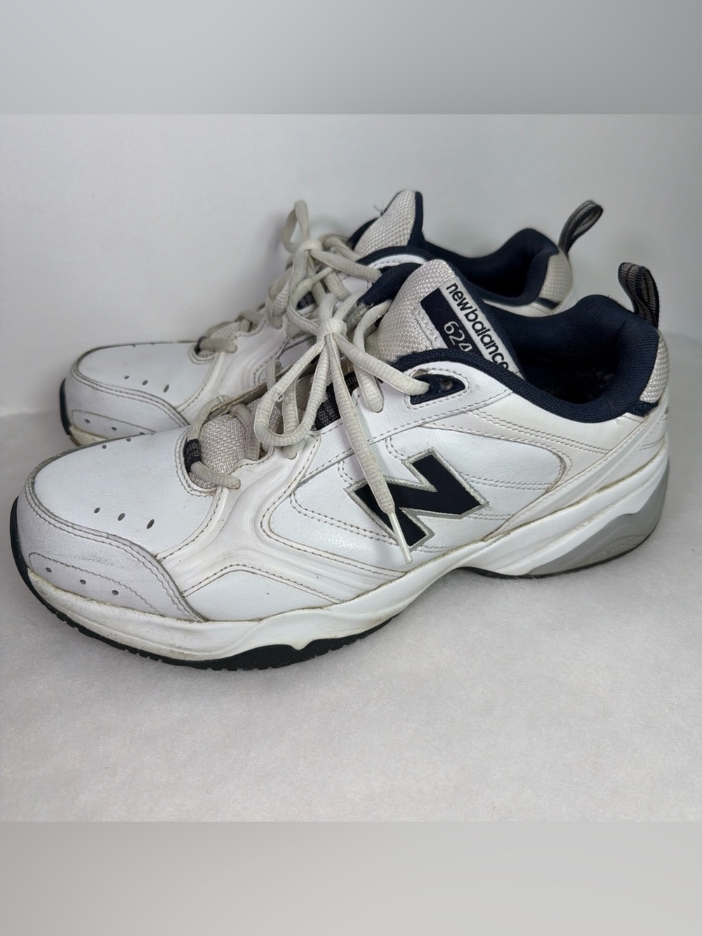 New Balance 624 Shoes Mens Size 10.5 White Leather Walking Sneakers MX624WN2